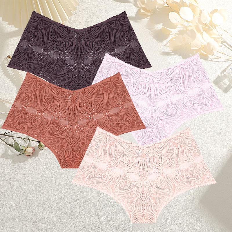 

4 шт./компл. Кружевные трусики для женщин Цветочные с вырезами Чики стиль Сексуальное нижнее белье Женское интимное белье Lingerie Дизайнерские трусики Finetoo XL&Set