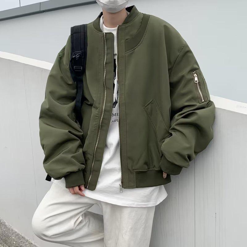 Męska modna kurtka pilotka w stylu amerykańskim high street - Wszechstronna, Przystojna, Codzienna, w stylu baseballowym oversize.