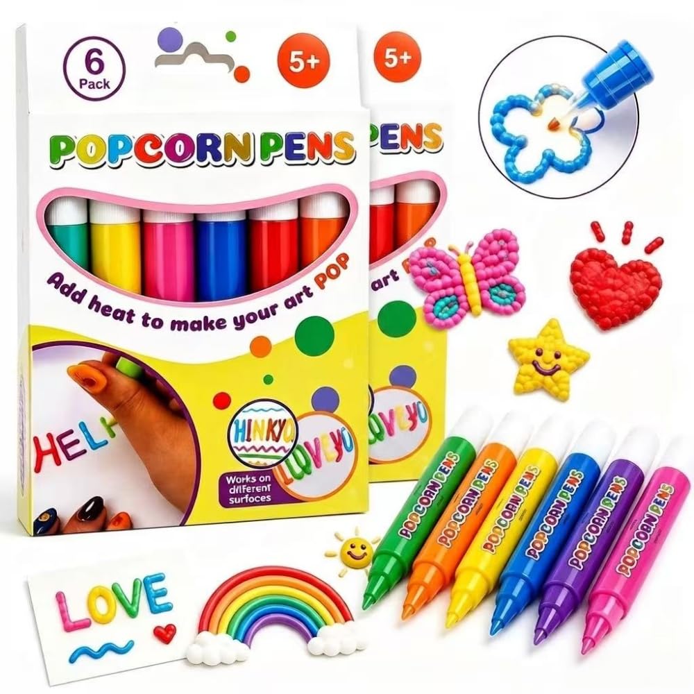 Popcorn Pens, 3D Puffy Art Kit for Kids, Magic Bubble Drawing Pens(1PCS) | Create Raised Designs with Heat-Activated Effects