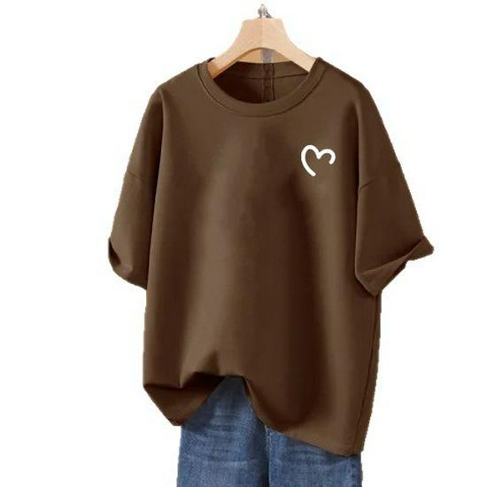 Women's 2026 Summer Fashion Printed Mid-Length Short-Sleeve Loose Round Neck T-shirt