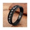 Tiger's Eye Leather Bracelet Natural Stone Three-Layer Tiger's Eye Bead Stainless Steel Magnetic Buckle Men's Popular
