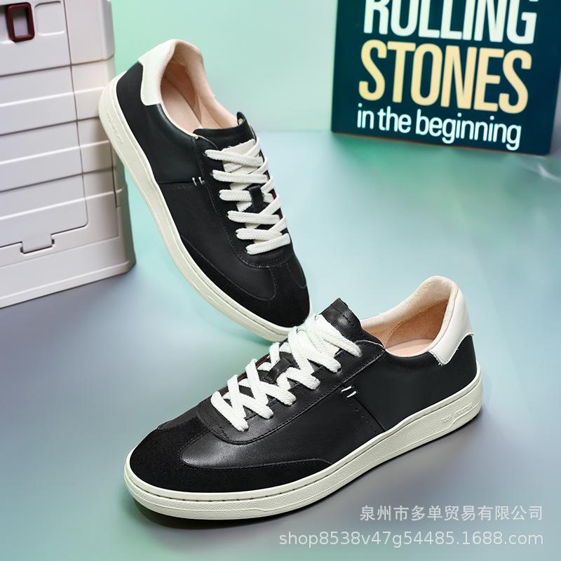 

Универсальная белая обувь на мягкой подошве, мужские туфли из кожи первого слоя, модные деловые повседневные кожаные туфли, мужская обувь высокого класса 44 чёрный