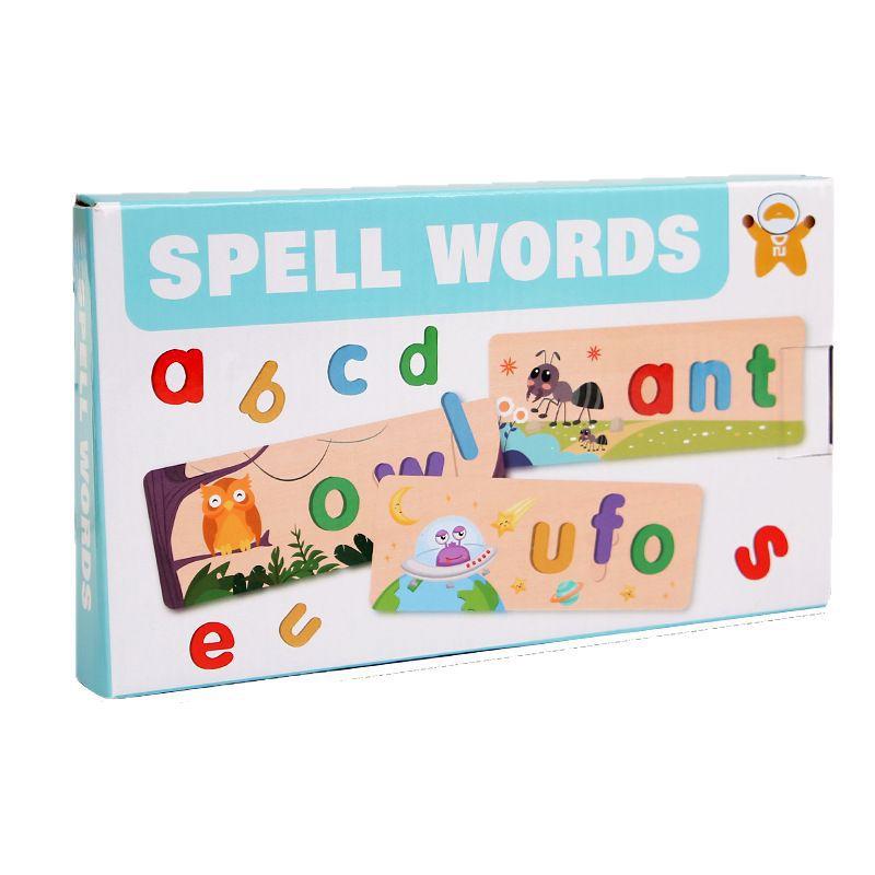 

Wooden Montessori Educational Toys Children Spell Words English Letter Cognize Learning Puzzle Block Mathching Game Preschool