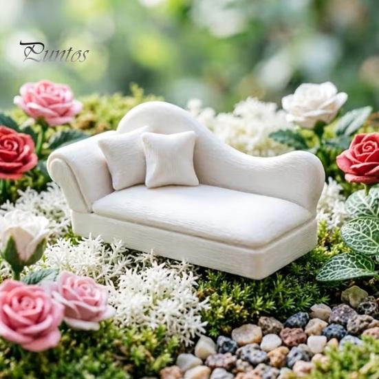 Creative Miniature Gifts 1:12 Scale Dollhouse Sofa with Pillows, European White Blank Furniture Style Simulation Recliner, Photography for Decoration