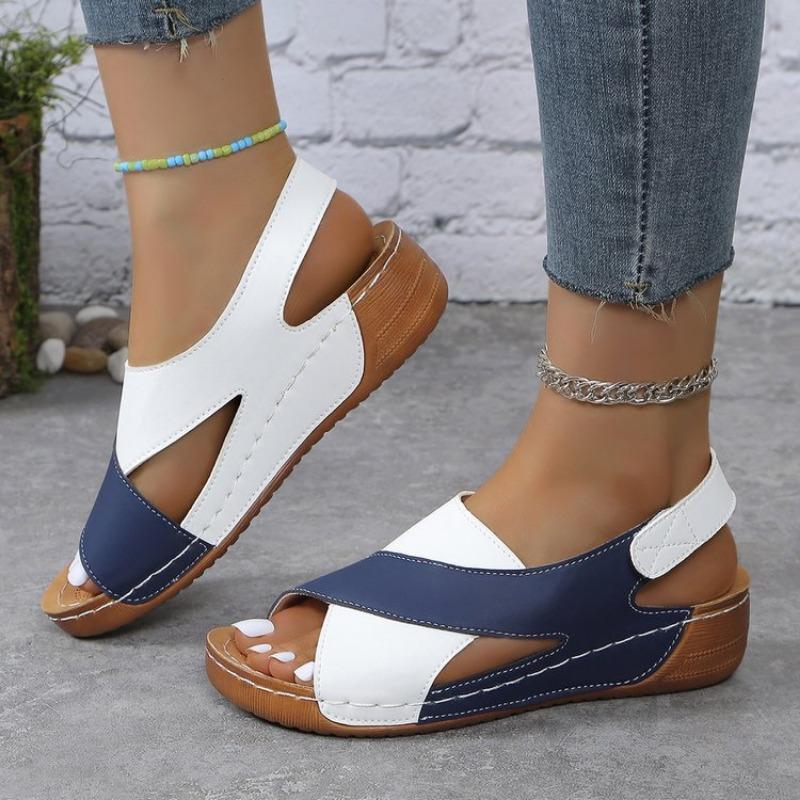 Large size wedge heel sandals women's summer new Velcro light outer wear Xiyin sandals women