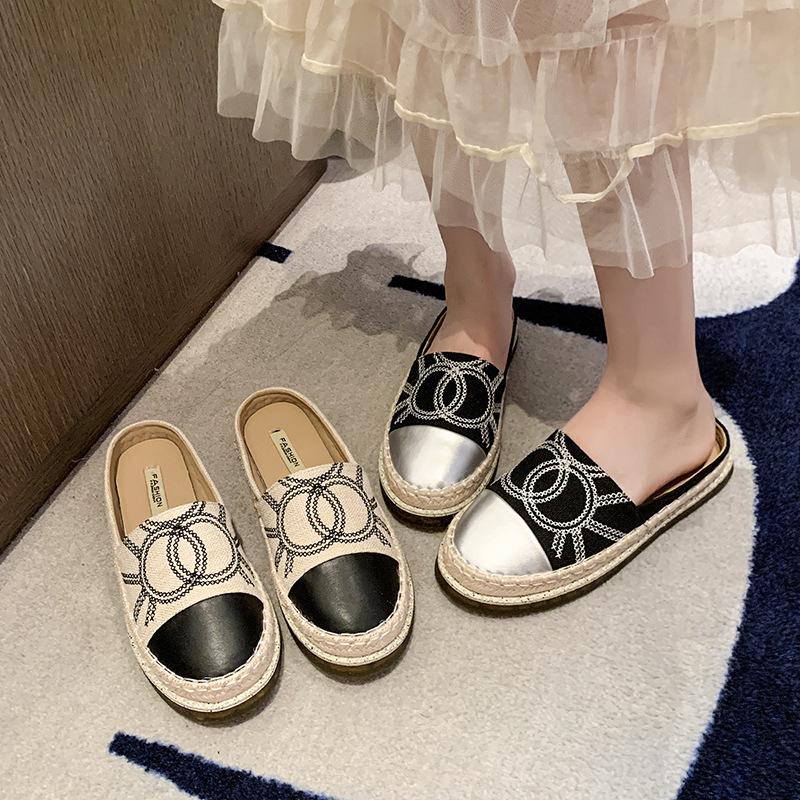 Thick-soled fisherman shoes women's 2025 new summer outer wear woven one-pedal lazy loafers bag head half-drag sandals