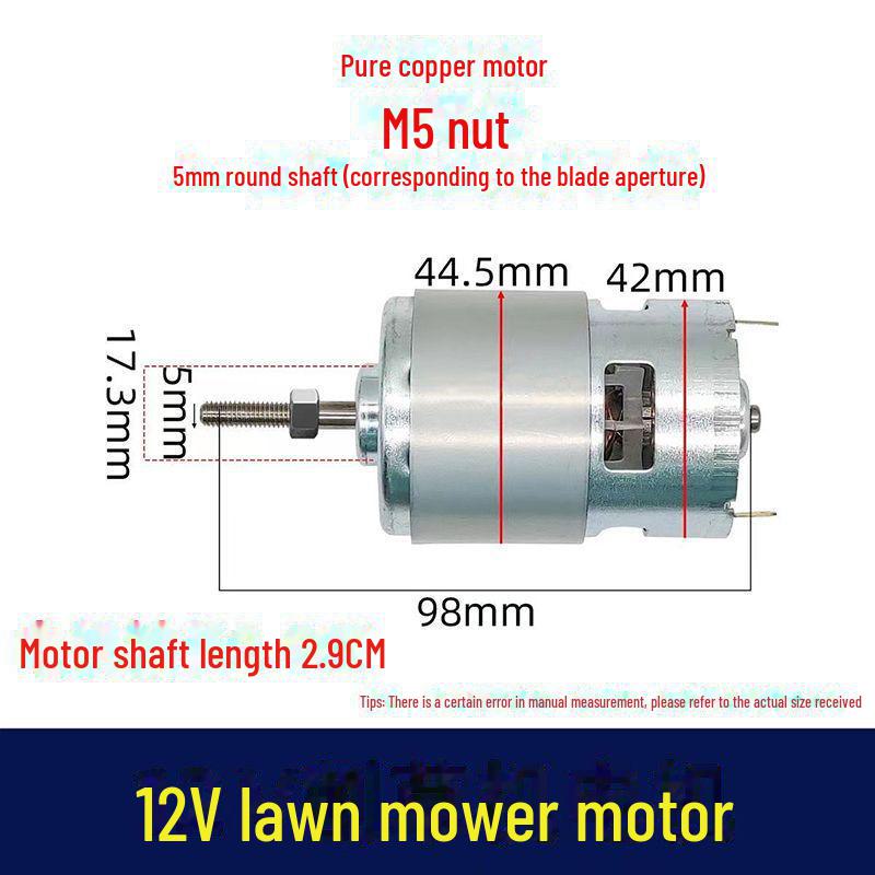 High Horsepower 12V/21V Universal Pure Copper Lawn Mower Motor with 755 Lithium Battery, Burn-Resistant Design.