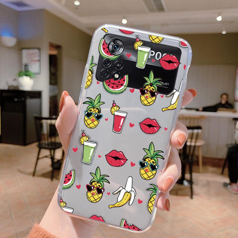 

For Poco X4 Pro 5G Case Flowers Silicone Soft TPU Phone Back Cover For Xiaomi PocoX4 Pro X5 X6 Funda Transparent Bumper Carcasa Poco M4 Pro 5G