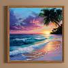 30x30cm Beach 5D DIY Full Drill Round Diamond Painting Kit for Home Wall Decor