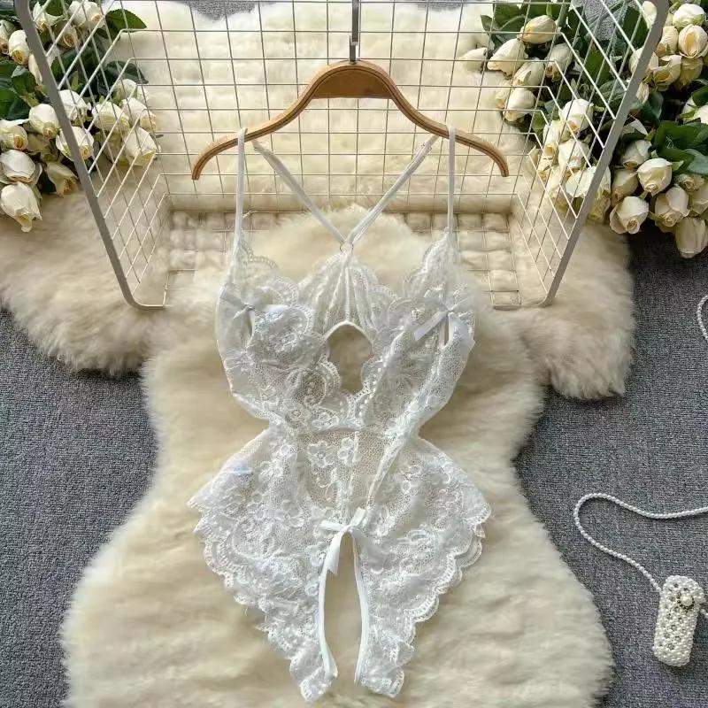 See-through Solid Floral Women Sexy Lace Bodysuits Hollow Bodycone Catsuits Jumpsuits Strappy Lingerie Rompers Skinny Casual
