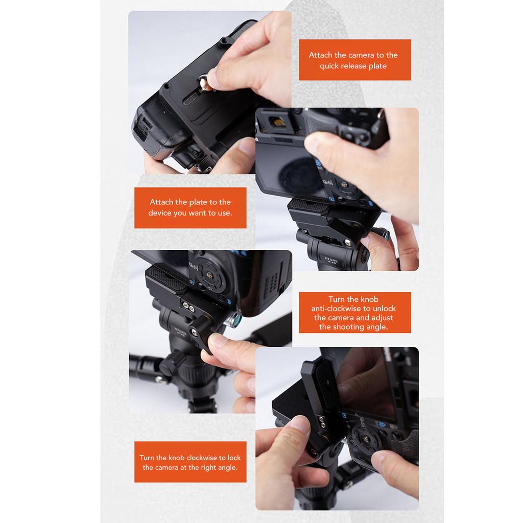 Camera Folding Quick Release Plate L Bracket 285 Degree Wide Range Adjustment with 1 4 3 8 Screw Hole For DSLR Camera