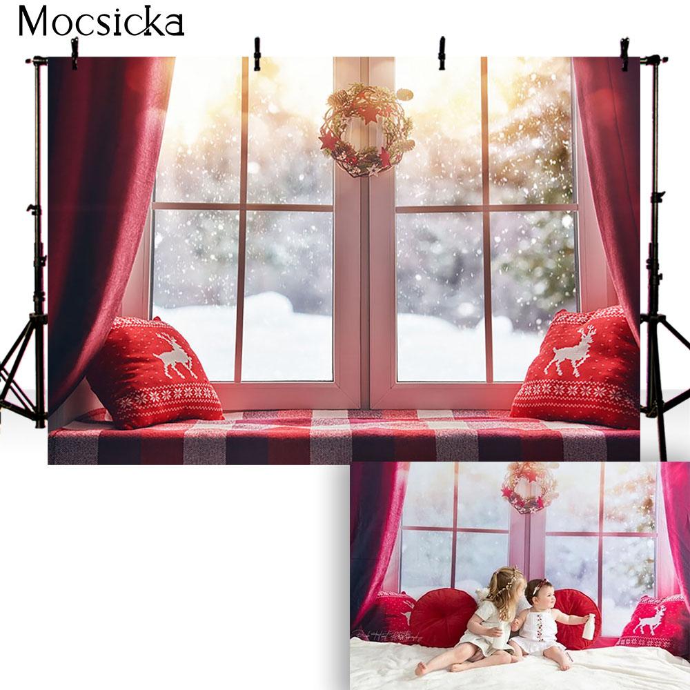 Christmas Tree Stairs Photography Backdrops Wooden Floor Fireplace Portrait Vinyl Photographic Background Photocall Photo Studio