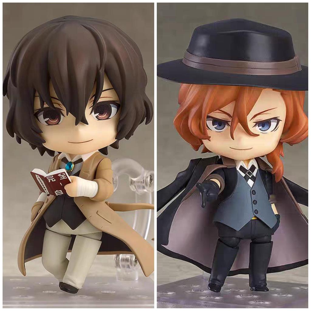 Bungo Stray Dogs Q-version figure, anime merchandise, Osamu Dazai and Chuuya Nakahara Nendoroid, desktop model, ornament.