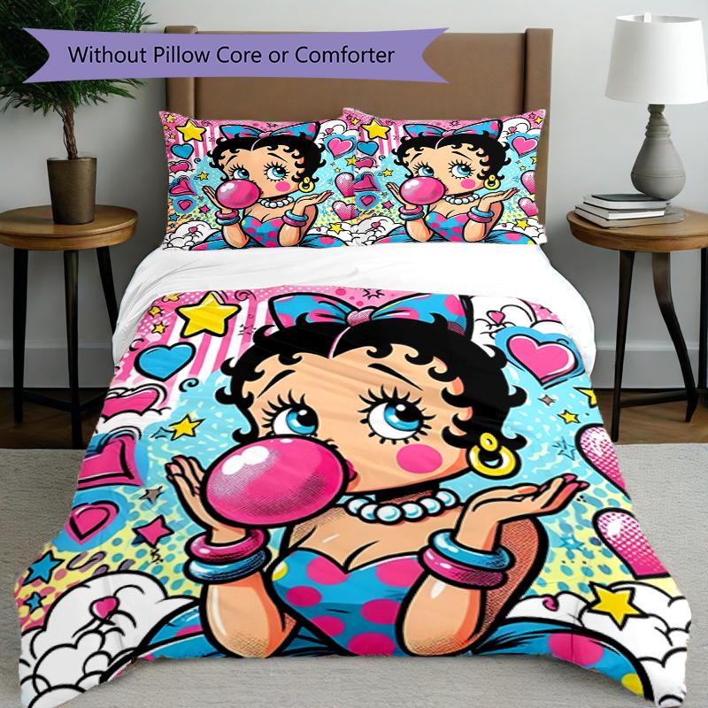 3pcs Duvet Cover Set (1*Duvet Cover + 2*Pillowcase, Without Core),Sexy Doll Print Bedding Set, Bedroom Decor, All‑Season, Birthday Gift