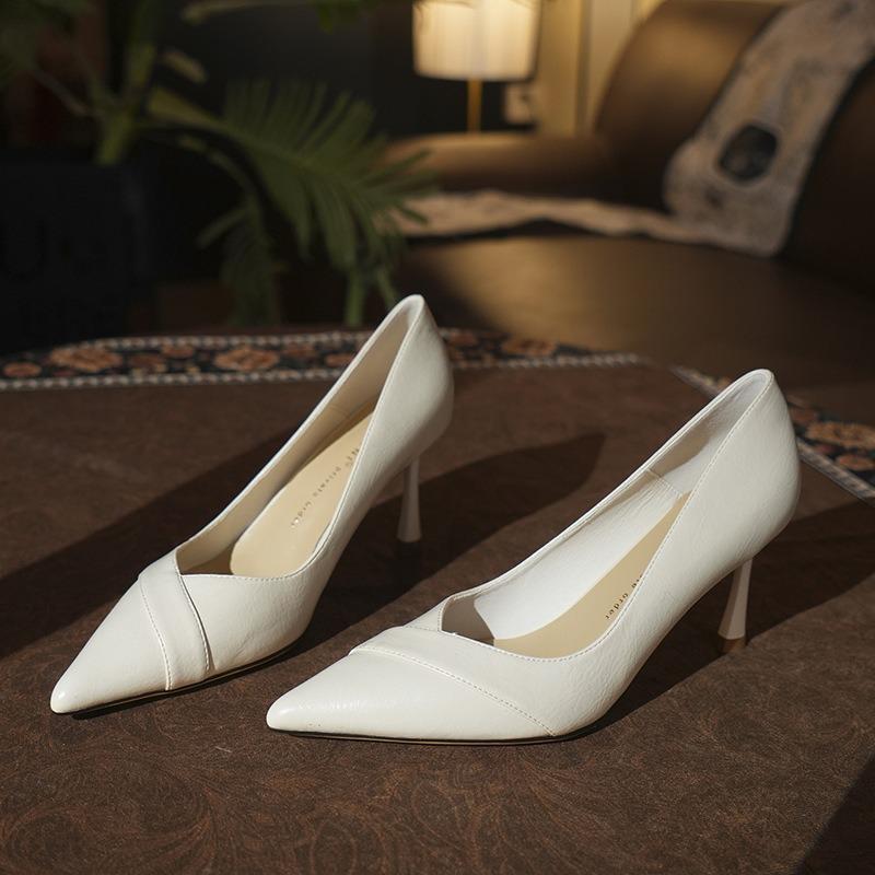 Minimalist style~ Royal sister high heels women's pointed toe thin heels work professional single shoes do not restrain the feet