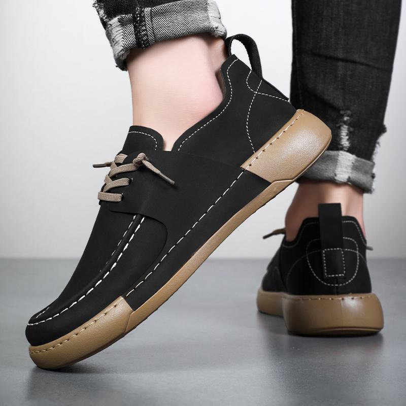 Fashion Men Casual Leather Flat Designer Shoes Italian Luxury Flat Spring/Autumn Lace-up Wear-Resistant Comfortable Men's Driving Shoes