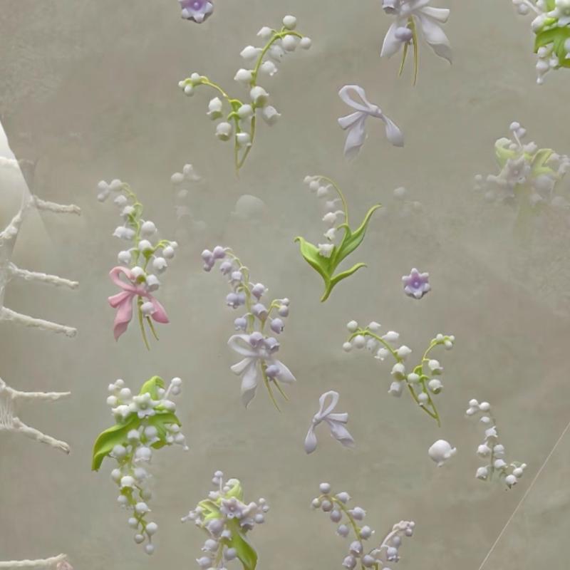 Flowers Series 3D Curved Nail Mold Lily Of The Valley Lotus Flower Diy High Tranparent Nail Templates Nail Mold Art Decor