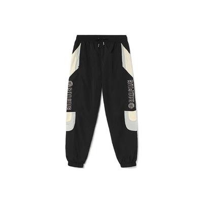 Li Ning Badfive Serie Deportiva de Baloncesto Estampado Temático Bloque de Color Ajuste Holgado Joggers de Punto con Puño para Hombre Joggers Negros AYKR369-2