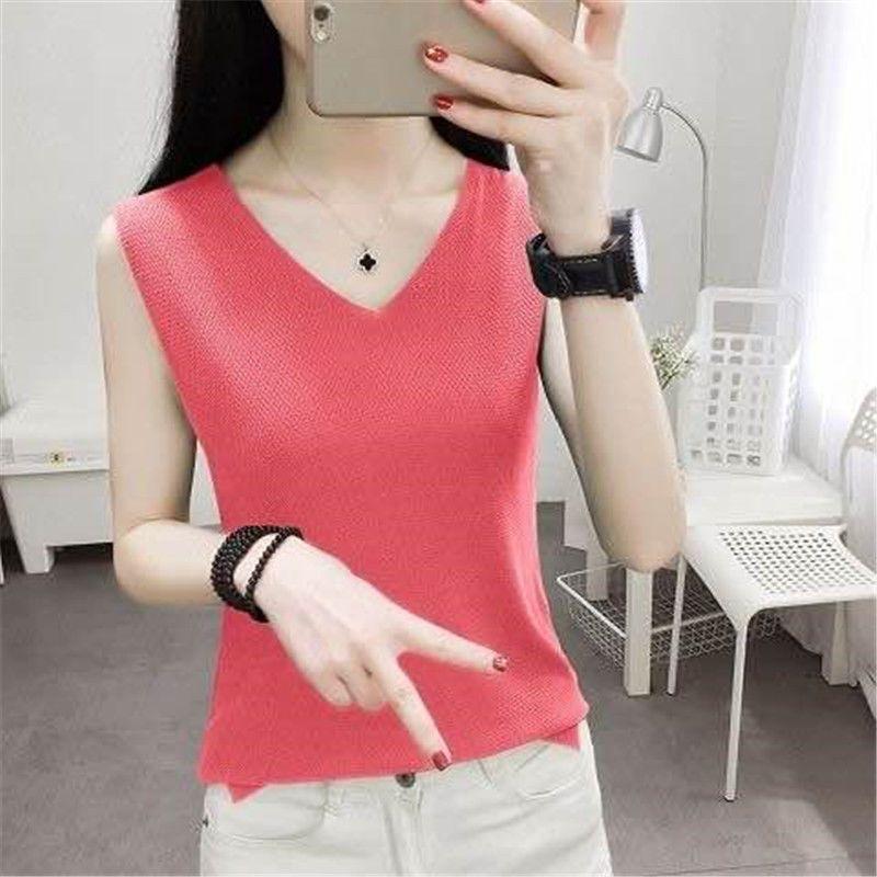 Loose, Covering The Stomach, Large-sized, Ice Silk, Halter-necked, Backless, Knitted Base Layer Top for Women