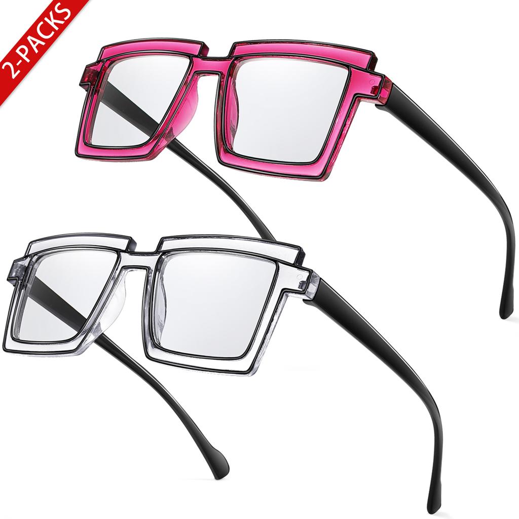 2 Pairs Men and Women's Fashion Sunglasses Square Frame Candy Color Glasses for Parties Shopping and Selfie