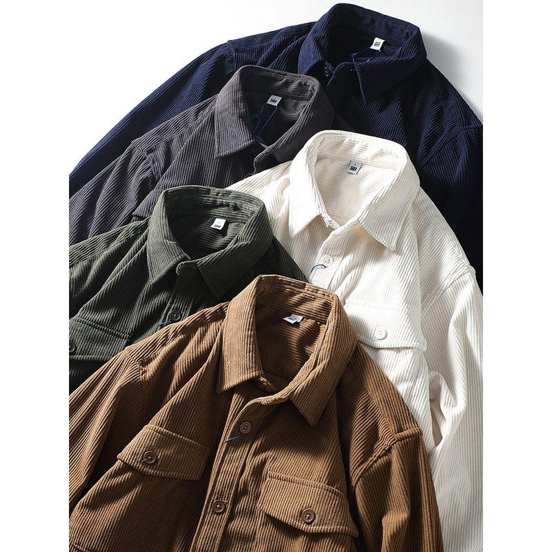 American Retro Corduroy Shirt Men's Fall/Winter Silm Long Sleeves Overalls Export Cattle Goods Casual Shirt