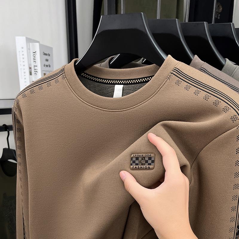 

Men s Winter 2025 Pullover Hoodie: Thickened Round Neck, Plus Velvet, Casual Fashion, Middle-aged Inner Wear, New Base Layer Shirt. L хакі
