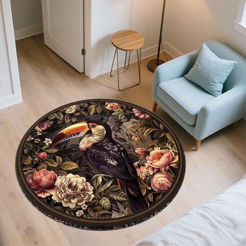 Sheepdogs & Birds Pattern Round rug,Carpet Rug for Living Room Bedroom Playroom ,Non-slip Floor Mat,Holiday Gifts and Birthday Gifts.