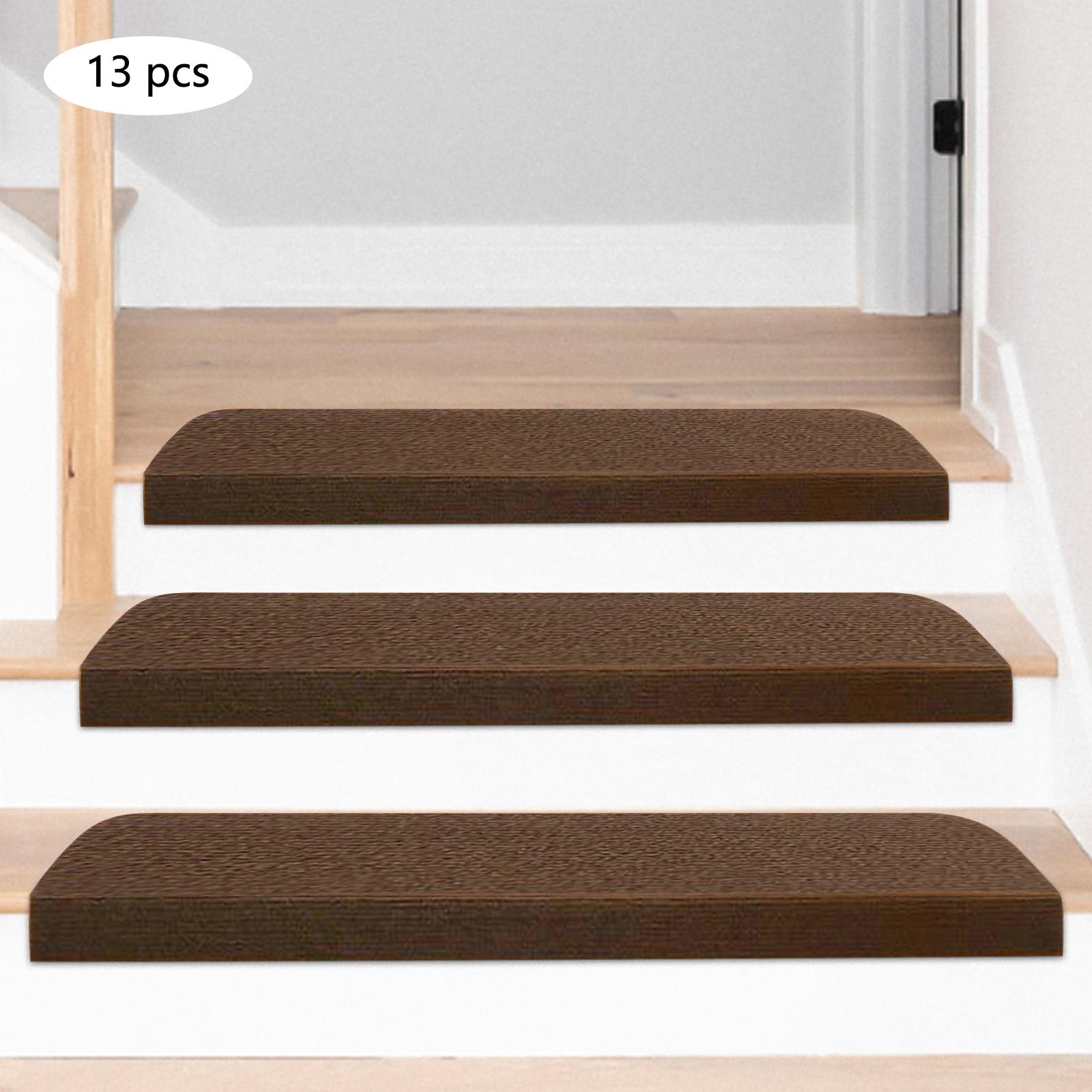 

Non-Slip 13-Piece Stair Treads, 55x20cm Carpet Mats, Anti-Skid Floor Step Pads, Indoor Staircase Rug Grippers for Wooden Steps коричневий