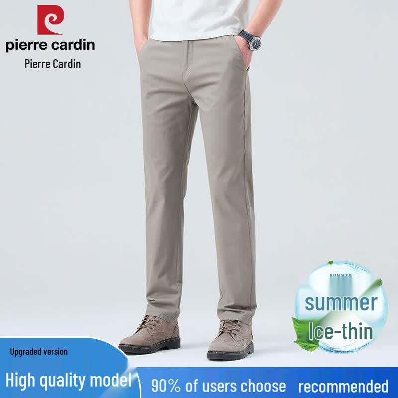 Pierre Cardin Men s Summer Thin Straight-Leg Cotton Casual Pants 38