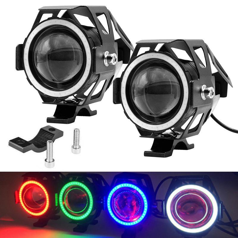 

U7 Motorcycle Laser Headlight with Angel Eye Spotlight U2 Silver