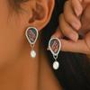 Shimmering Art Pearls Dangle Earrings Alloy Texture Comfortable Wear Women Jewelry Suitable for Fashion Lover Present