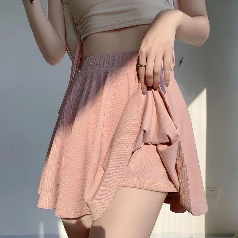 Women s Pink High Waist A Line Skort With Built In Shorts S розовый