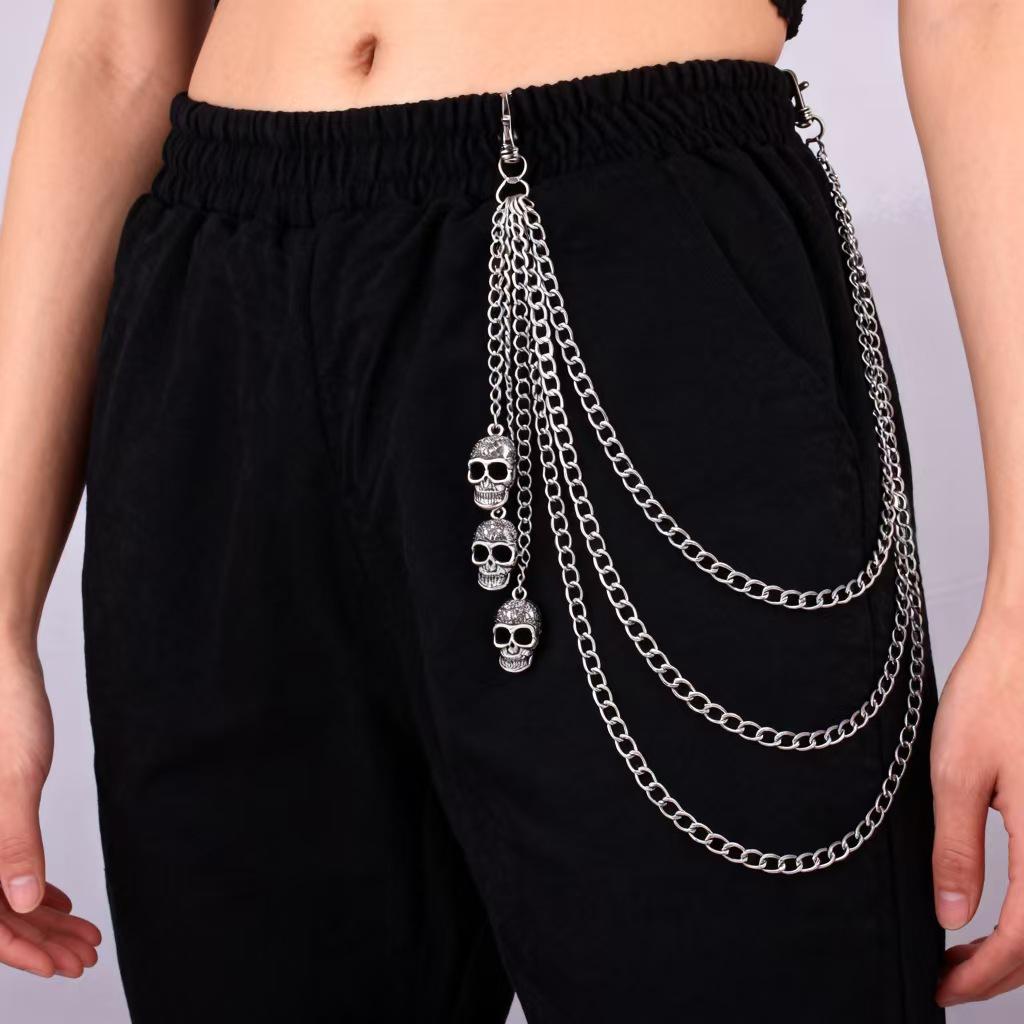 Cross-border Skull Pendant Multi-layer Metal Waist Chain for Women - Trendy Hip Hop Style