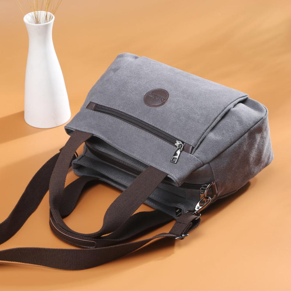 Casual Large Canvas Crossbody Bag For Women, Multi Inner Compartments Convertible Tote,Durable Literary Pack For Daily Commute School ,Weekend Trips