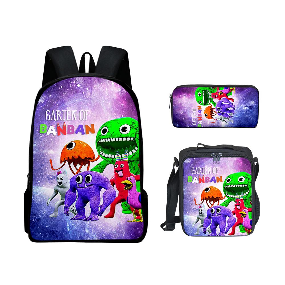 Klassiek Populair Grappig Garten of Banban 3D Geprint 3 stuks/Set leerling Schooltassen Laptop Dagrugzak Rugzak Lunchtas Etui