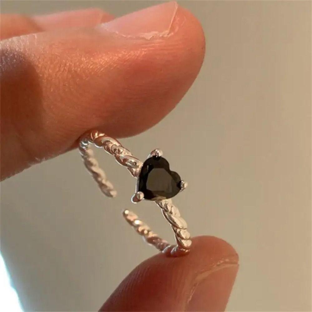 Minimalist Heart Open Rings Adjustable Alloy Heart Rings Couple Ring Couple