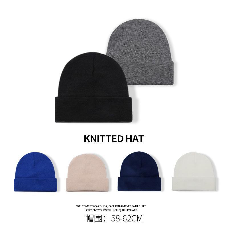 Hat Men's Knitted Cold Hat Autumn and Winter Thin Light Board Solid Color Versatile Warm Ear Protector Wool Hat Cold Protection