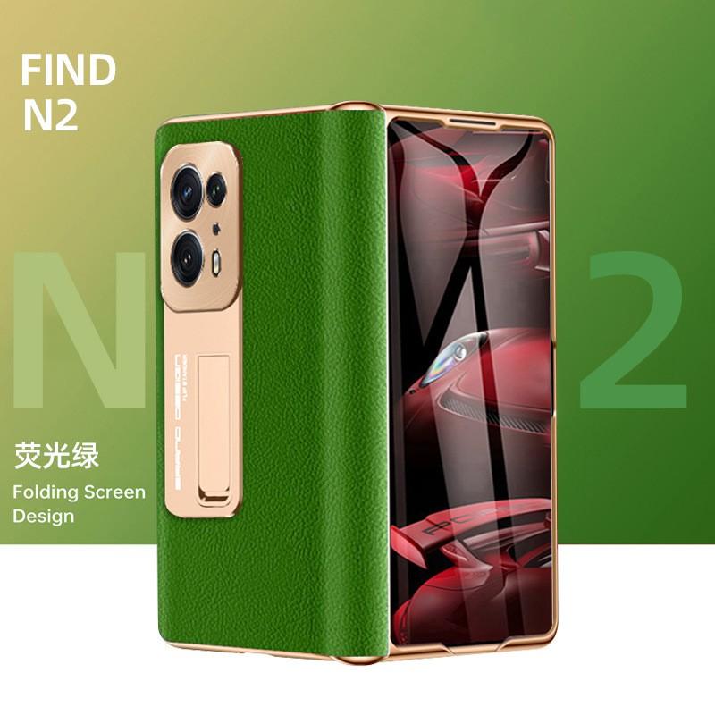 Premium Leather Case OPPO Find N2 With Electroplated Hinge Design Full Coverage Anti-Drop Foldable Phone Cover