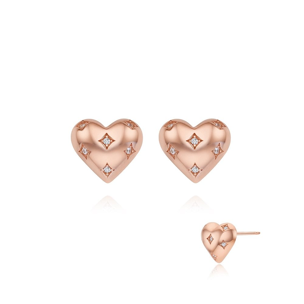 STONEHENGE Silver Heart Cubic Earrings Sc24D03E