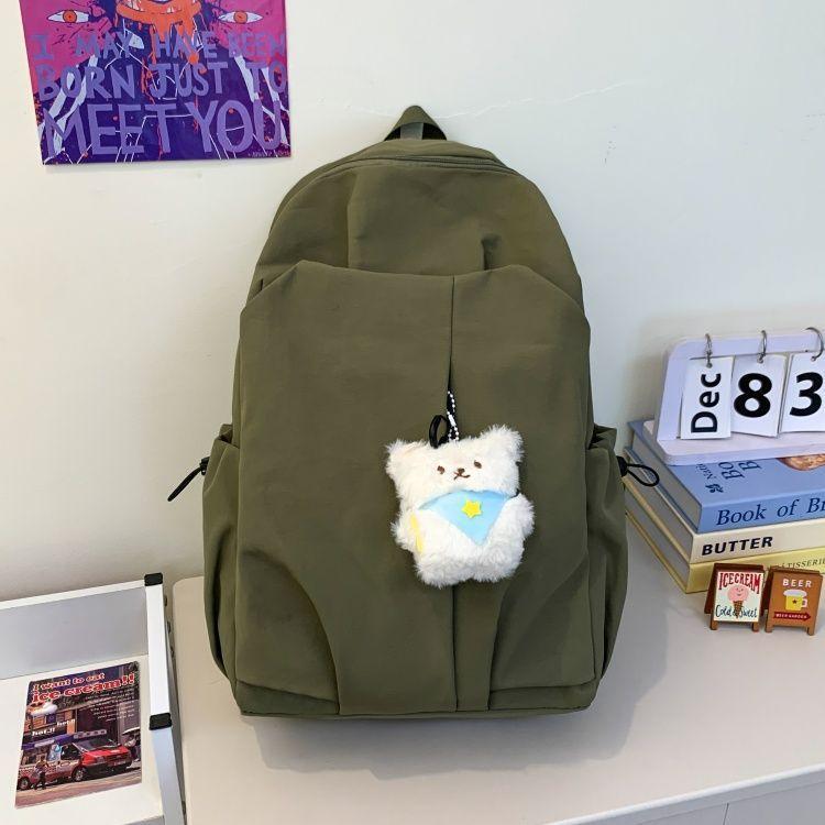 Schoolbag Large Capacity Versatile Student School Bag Casual Backpack Junior High School Dibai Solid Color Backpack Simple Travel High School Student