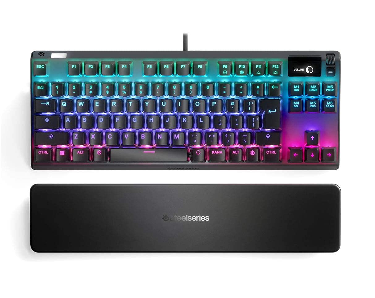 

SteelSeries Gaming Keyboard Tenkeyless Blue Axis Wired Japanese Layout Equipped with Organic EL Display Apex 7 TKL Blue Switch 64756 чорний