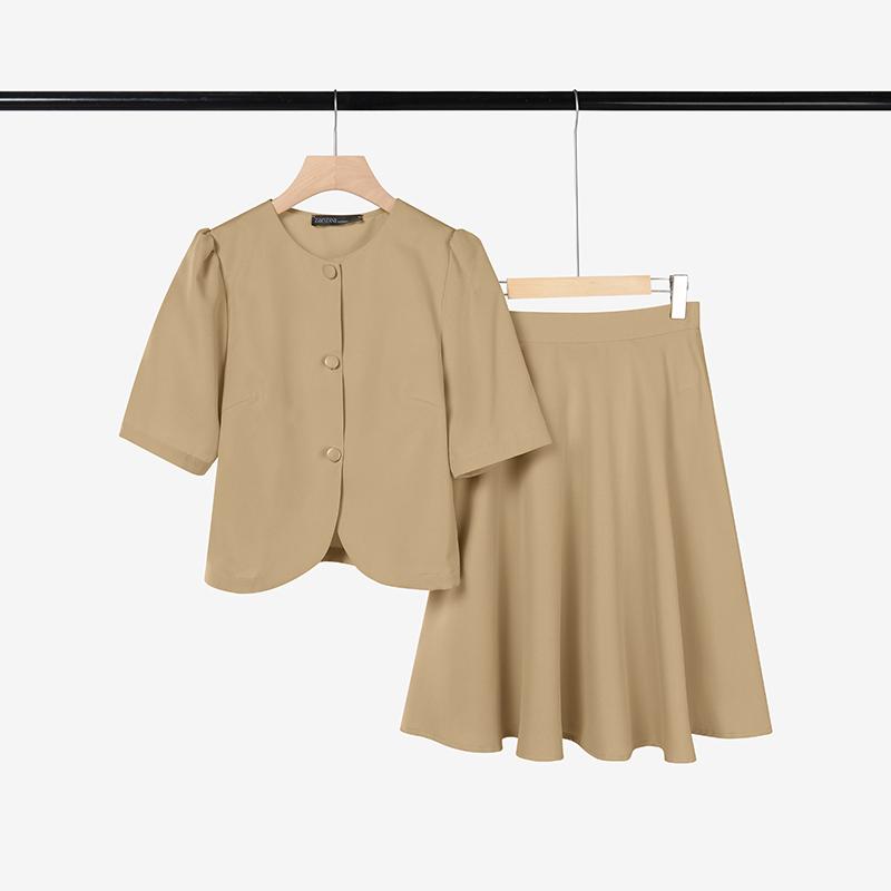ZANZEA Women Short Sleeve Blouse and Skirts Summer Casual Two Piece Suit Sets