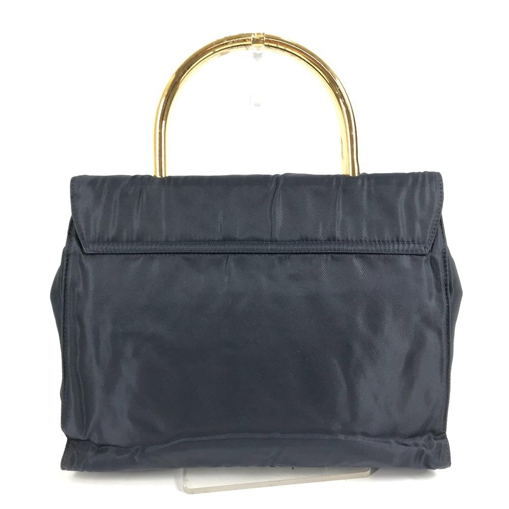 PRADA Big logo triangle logo plate Tote bag with metal handle and flap Hand Bag