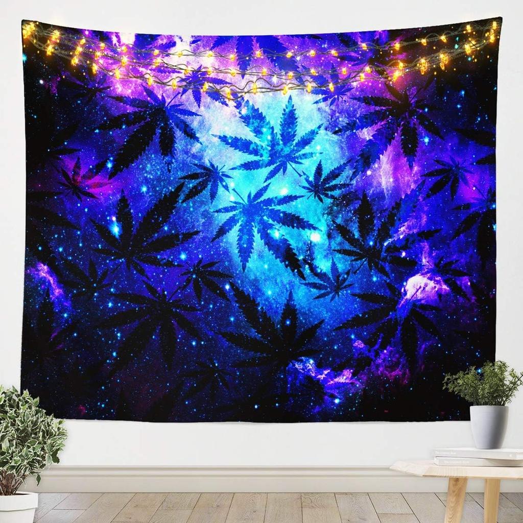 Erosebridal Cherry Blossom Wall Hanging Pink Flower Tapestry Room Decor Petal Floral Wall Blanket Starry Sky Glitter Girly Room