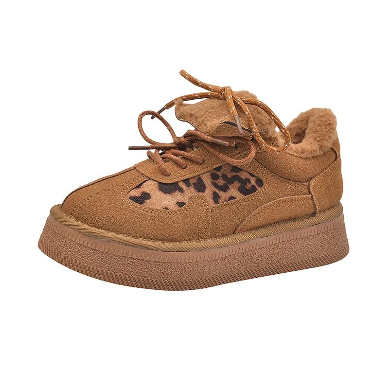 Fashion Autumn New Thick Snow Boots Women Fashion Round Head Color Matching Before Lacing Anti-slip Wear-resistant Low-top Shoes