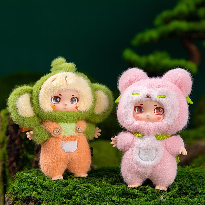 New Peach Fox Plush Toy Children's Monkey Doll Backpack Hanging Ornament Healing Table Birthday Gift