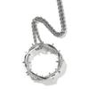 Vintage Retro Men's Trendy Brass 18K Gold Plated Zircon Inlaid Hip Hop Iced Out CZ Rope Chain Crown of Thorns Pendant Necklace