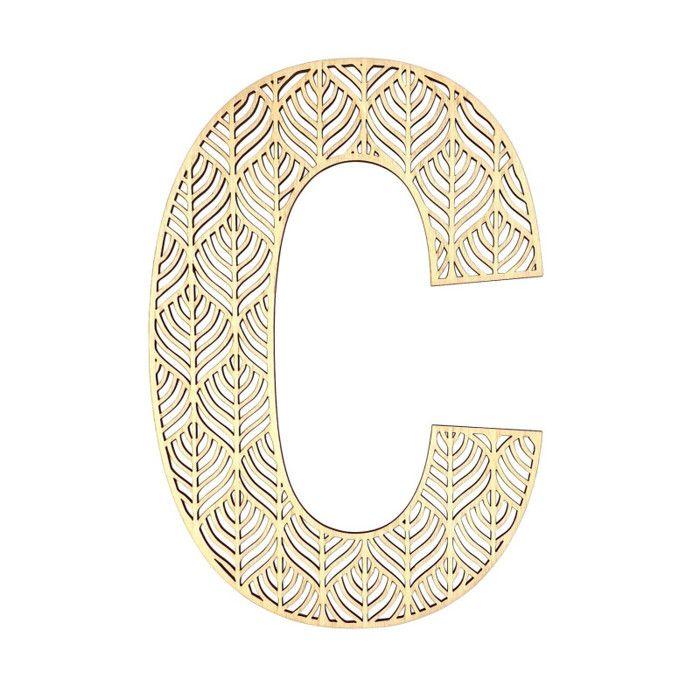 Large Wooden Letter - C - Wood - Openwork - To Decorate - 24 Cm - Creative Hobbies