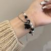 2PCS Cute Halloween Couple Bracelets Pearl Beaded Ghost Pendant Bracelet  Friends