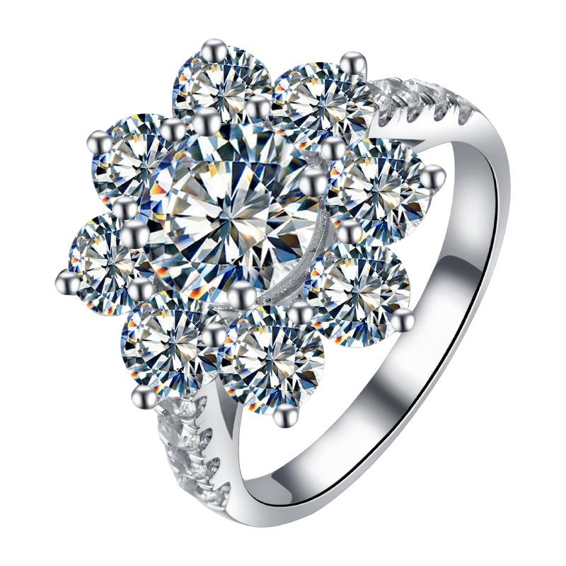 BELLA BOX Eight Hearts And Eight Arrows Plating PT950 Live Broadcast New Product Emulation Mosan Diamond Full Diamond Open Ring Girl